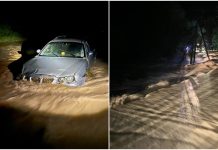 (video) Momente de groază la Hîrjăuca: Trei mașini, cu 5 persoane la bord, luate de viitură și duse în mijlocul unui lac format, după ruperea digului de la un iaz