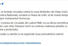 Se închide circulația în zona fântânilor din Piața Unirii, de miercuri. Care este motivul
